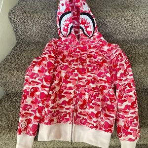 authentic pink bape ape full zip up jacket